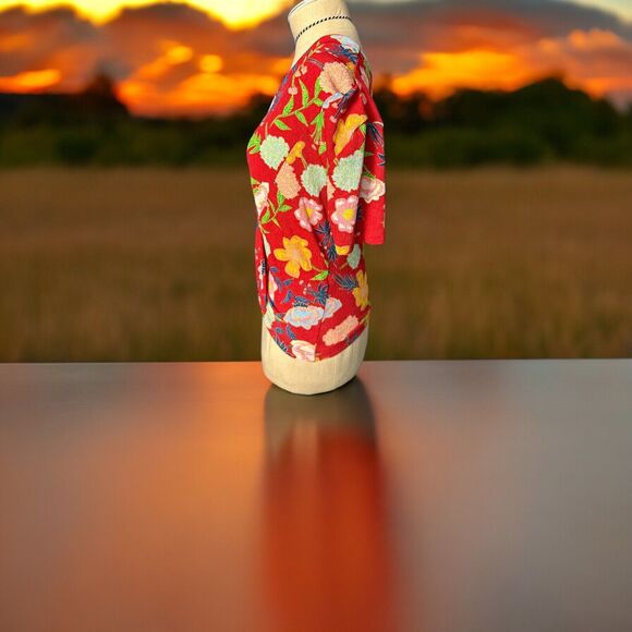 Zara Trafaluc Collection Floral Wrap Blouse Multi-Color Summer Bright Size Small - Picture 2 of 4